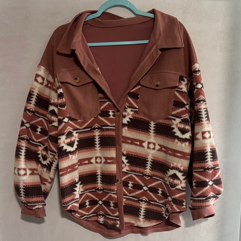 Women's Aztec/Tribal print Jacket - Brown and Cream. #western
